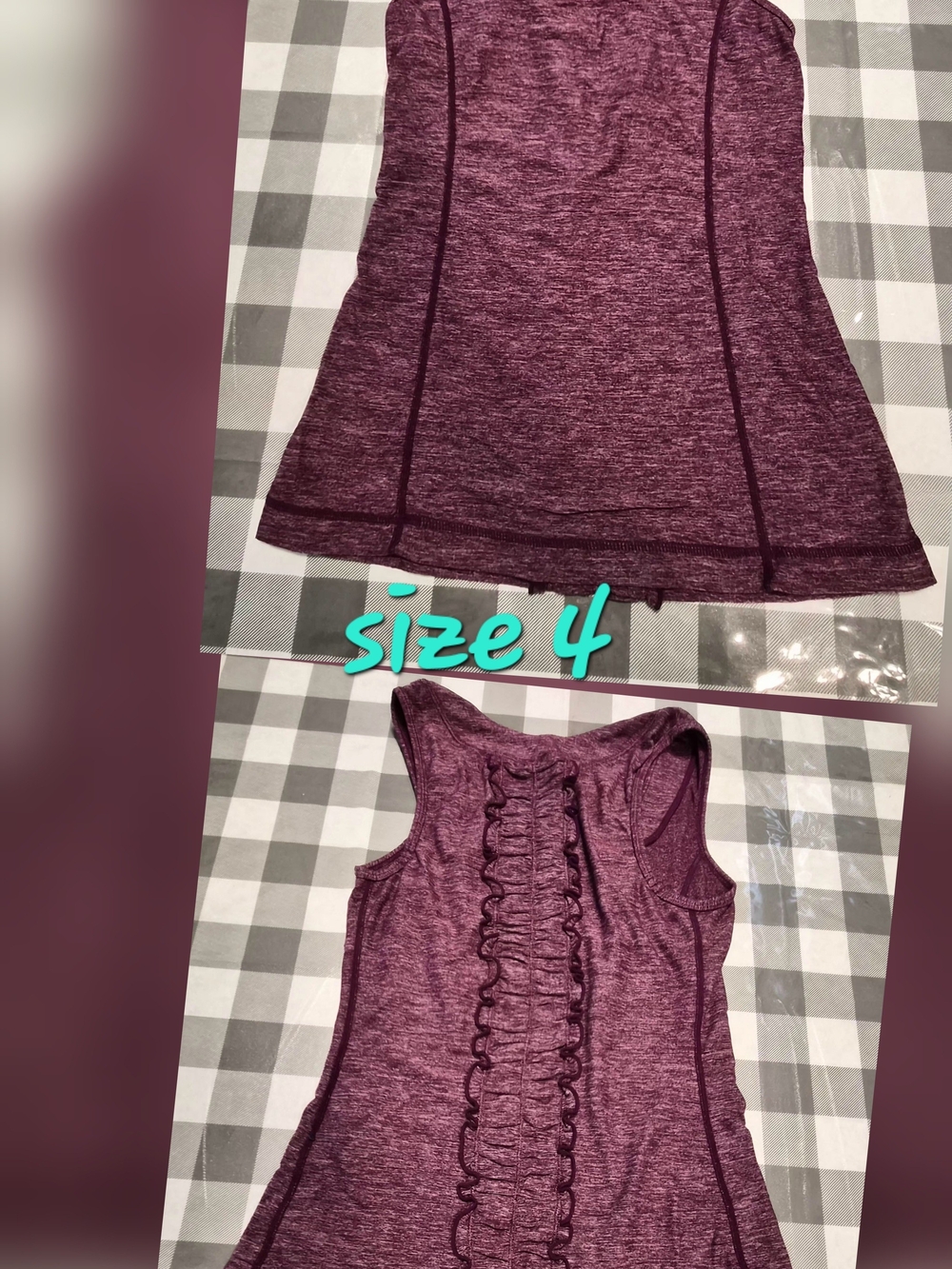 Lululemon Women  Ruffle-Back Tank Top - Purple Heather - Size 4